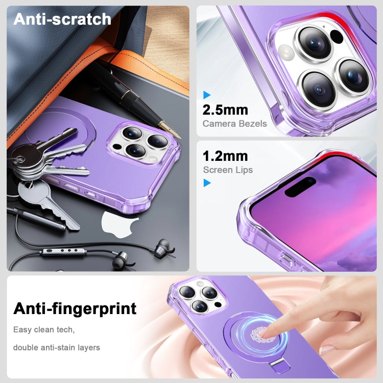 For iPhone 16 Pro Max Solid Color Wave MagSafe Holder Phone Case(Purple) by buy2fix