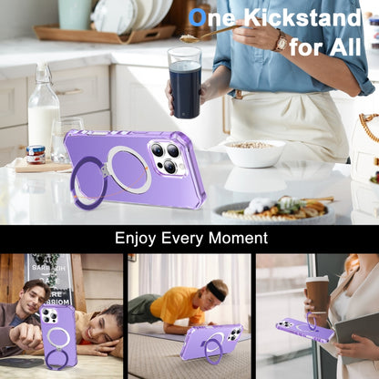 For iPhone 16 Pro Max Solid Color Wave MagSafe Holder Phone Case(Purple) by buy2fix