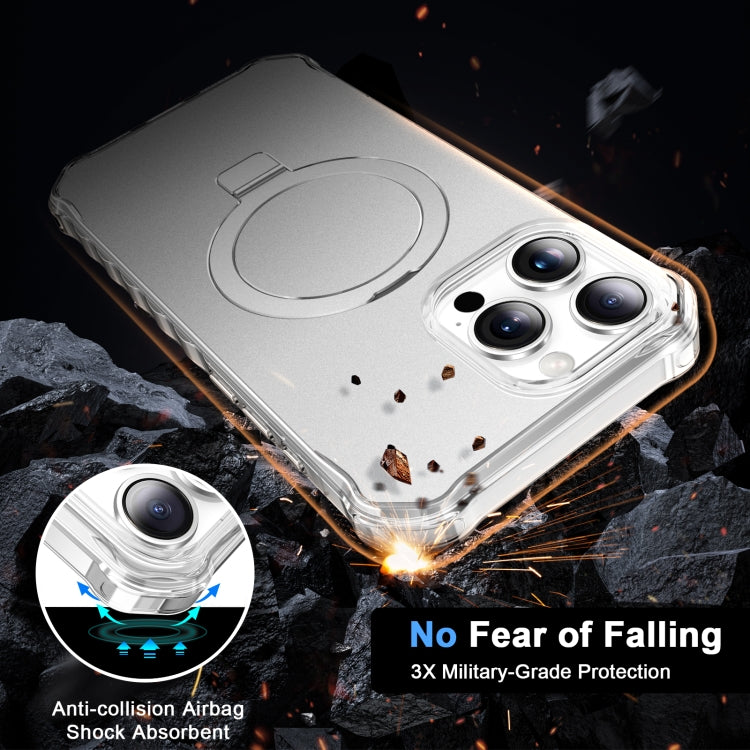 For iPhone 16 Pro Max Solid Color Wave MagSafe Holder Phone Case(Silver) by buy2fix