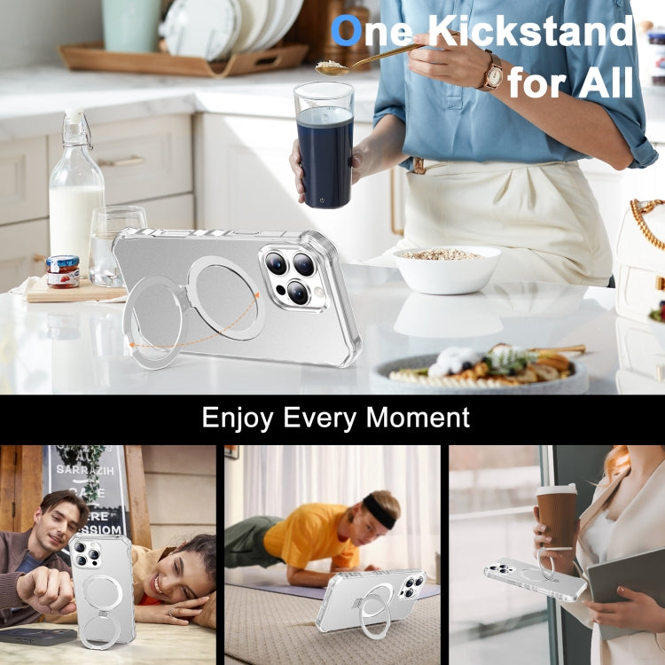 For iPhone 16 Pro Max Solid Color Wave MagSafe Holder Phone Case(Silver) by buy2fix