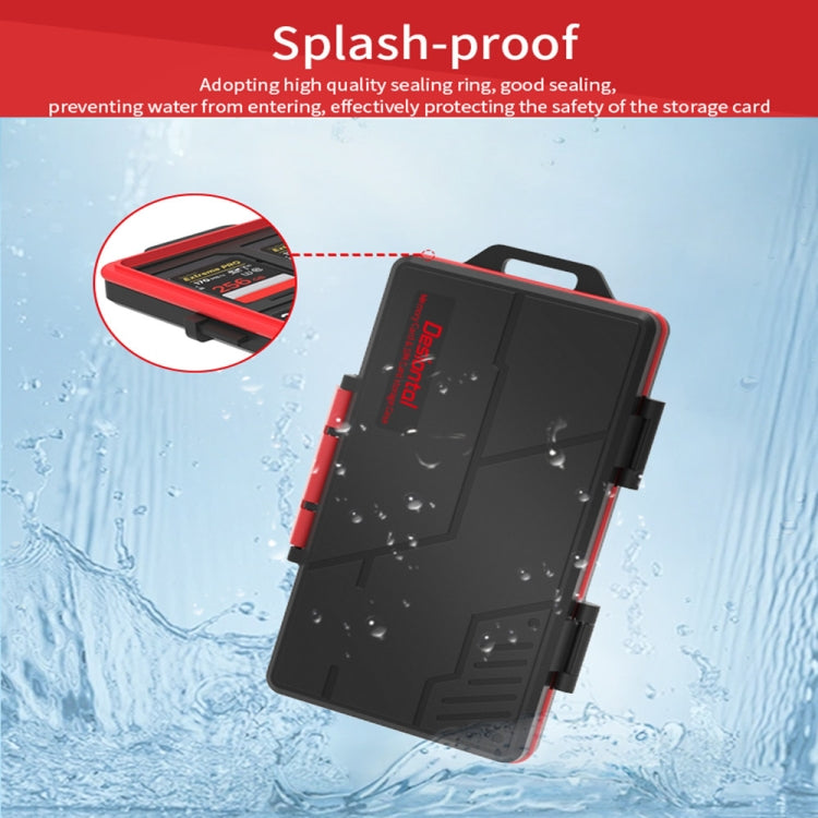 SD / TF / XQD / CF / SIM / TF Memory Card Multi-in-one Waterproof Dust-proof Storage Box(Black Red) by buy2fix