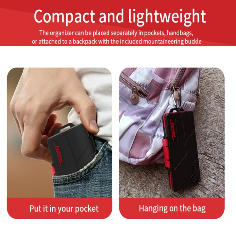 SD / TF / XQD / CF / SIM / TF Memory Card Multi-in-one Waterproof Dust-proof Storage Box(Black Red) by buy2fix