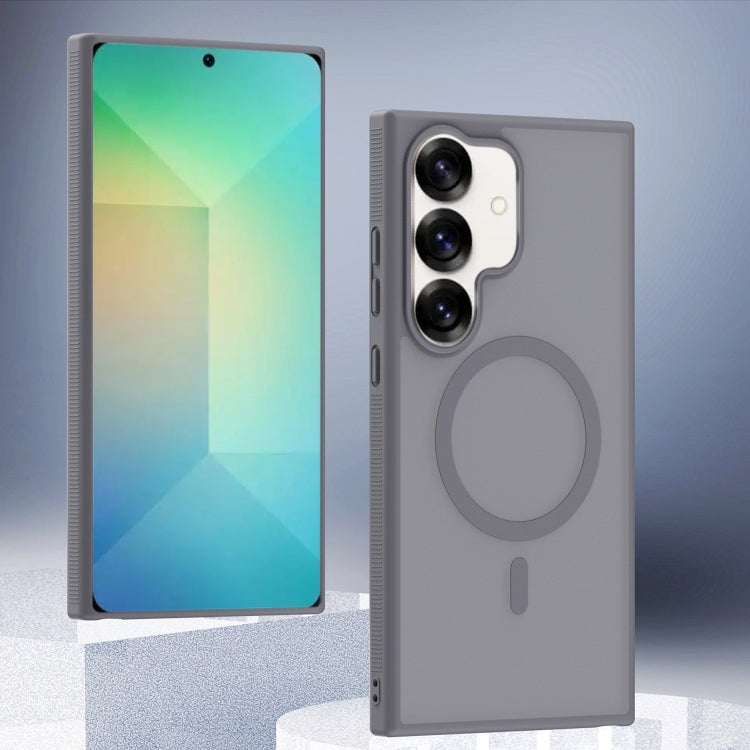 For Samsung Galaxy S25 5G Transparent TPU Hybrid PC Magsafe Phone Case(Grey) by buy2fix