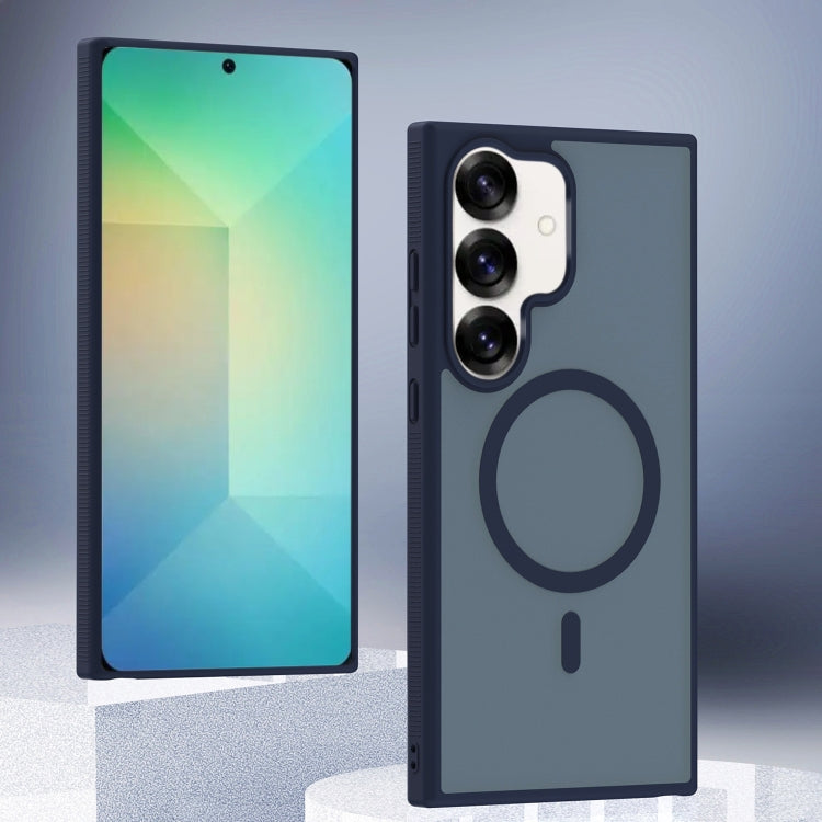 For Samsung Galaxy S25 5G Transparent TPU Hybrid PC Magsafe Phone Case(Blue) by buy2fix