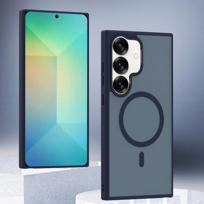 For Samsung Galaxy S25 5G Transparent TPU Hybrid PC Magsafe Phone Case(Blue) by buy2fix