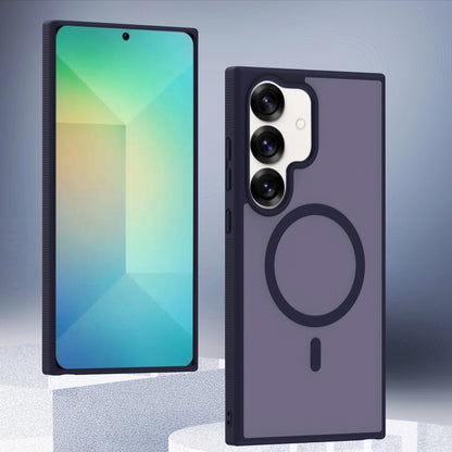 For Samsung Galaxy S25 5G Transparent TPU Hybrid PC Magsafe Phone Case(Purple) by buy2fix