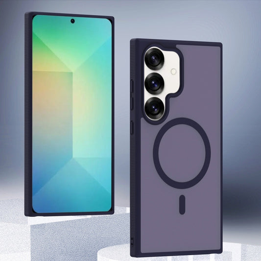 For Samsung Galaxy S25 5G Transparent TPU Hybrid PC Magsafe Phone Case(Purple) by buy2fix