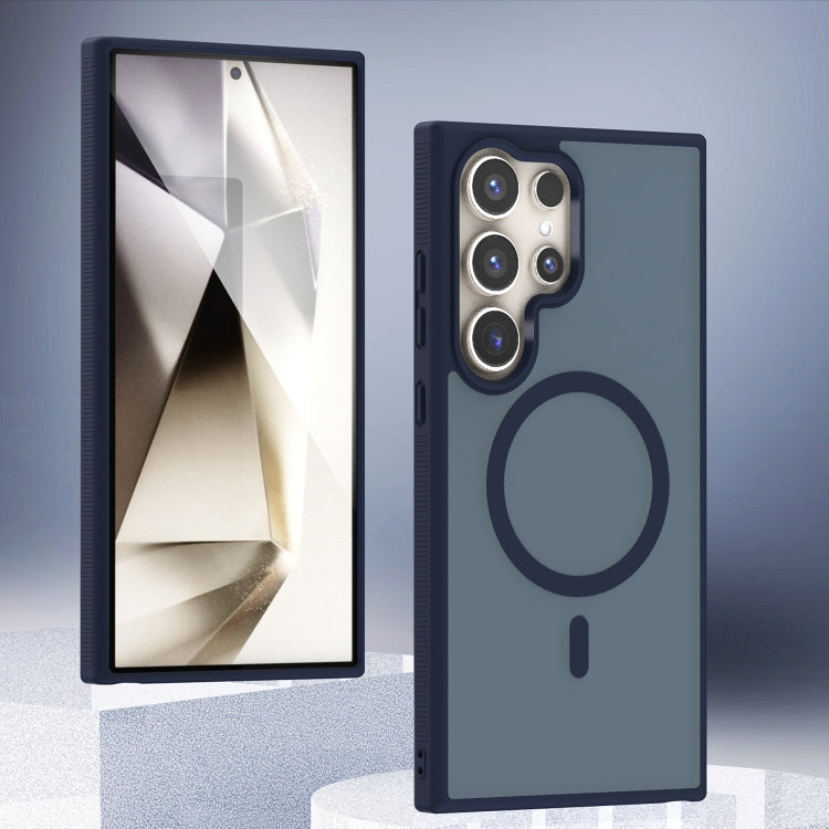 For Samsung Galaxy S25 Ultra 5G Transparent TPU Hybrid PC Magsafe Phone Case(Blue) by buy2fix