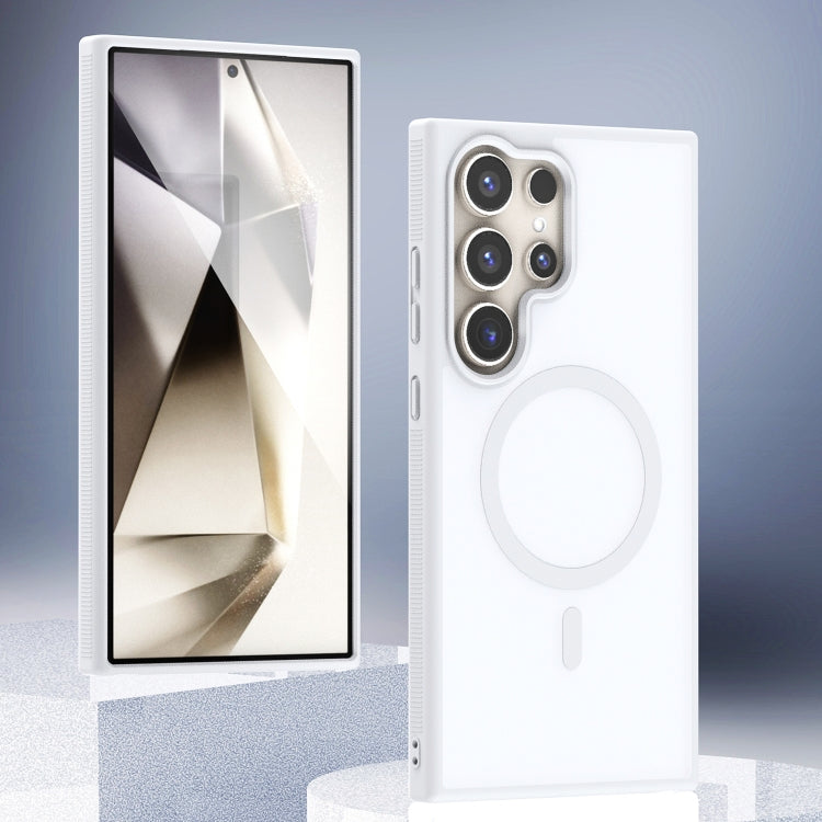 For Samsung Galaxy S25 Ultra 5G Transparent TPU Hybrid PC Magsafe Phone Case(White) by buy2fix