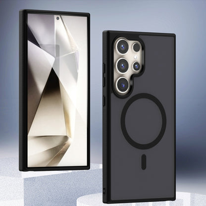 For Samsung Galaxy S25 Ultra 5G Transparent TPU Hybrid PC Magsafe Phone Case(Black) by buy2fix