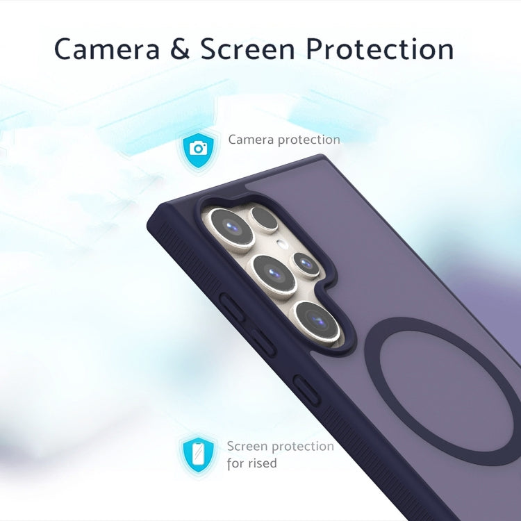 For Samsung Galaxy S25 5G Transparent TPU Hybrid PC Magsafe Phone Case(Blue) by buy2fix