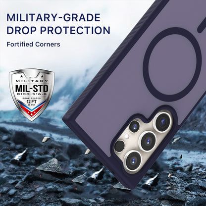 For Samsung Galaxy S25 5G Transparent TPU Hybrid PC Magsafe Phone Case(Purple) by buy2fix