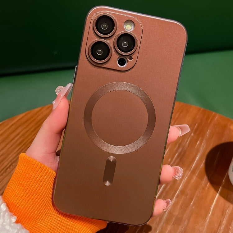 For iPhone 16 Pro Max Metallic Paint Magsafe Liquid TPU Phone Case(Gold) by buy2fix