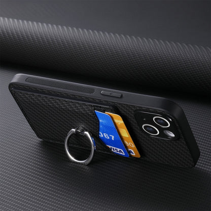 For iPhone 16 Pro Carbon Fiber Card Wallet Ring Phone Case(Black) - iPhone 16 Pro Cases by buy2fix | Online Shopping UK | buy2fix