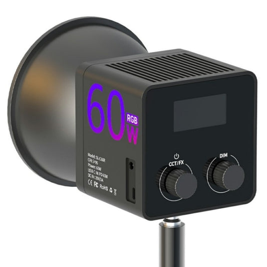 C60R 60W RGB Stage Lamp Professional Video Photography COB Fill Light With 8 Batteries, Plug:EU Plug by buy2fix