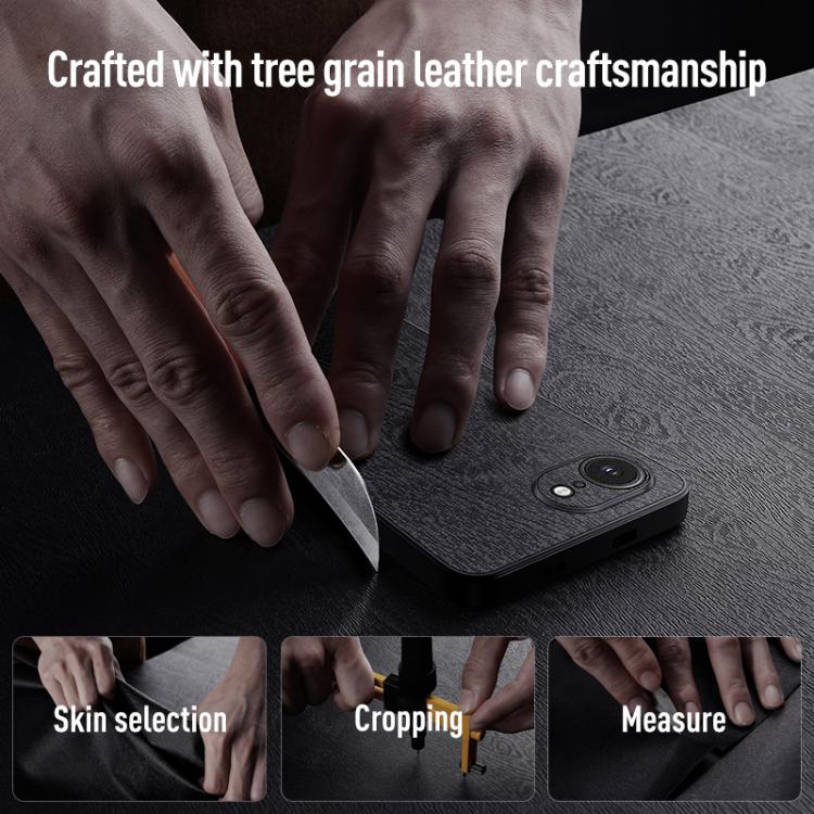 For iPhone 16e Tree Bark Leather Shockproof Phone Case(Black) - iPhone 16e Cases by buy2fix | Online Shopping UK | buy2fix
