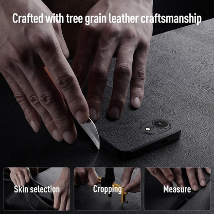 For iPhone 16e Tree Bark Leather Shockproof Phone Case(Black) - iPhone 16e Cases by buy2fix | Online Shopping UK | buy2fix
