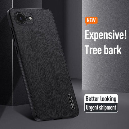 For iPhone 16e Tree Bark Leather Shockproof Phone Case(Grey) - iPhone 16e Cases by buy2fix | Online Shopping UK | buy2fix