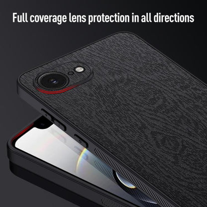 For iPhone 16e Tree Bark Leather Shockproof Phone Case(Grey) - iPhone 16e Cases by buy2fix | Online Shopping UK | buy2fix