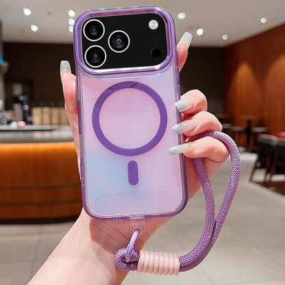 For iPhone 17 Pro Max Bright Shadow  Magsafe Discoloration Phone Case with Wrist Strap(Purple) - iPhone 17 Pro Max Cases by buy2fix | Online Shopping UK | buy2fix