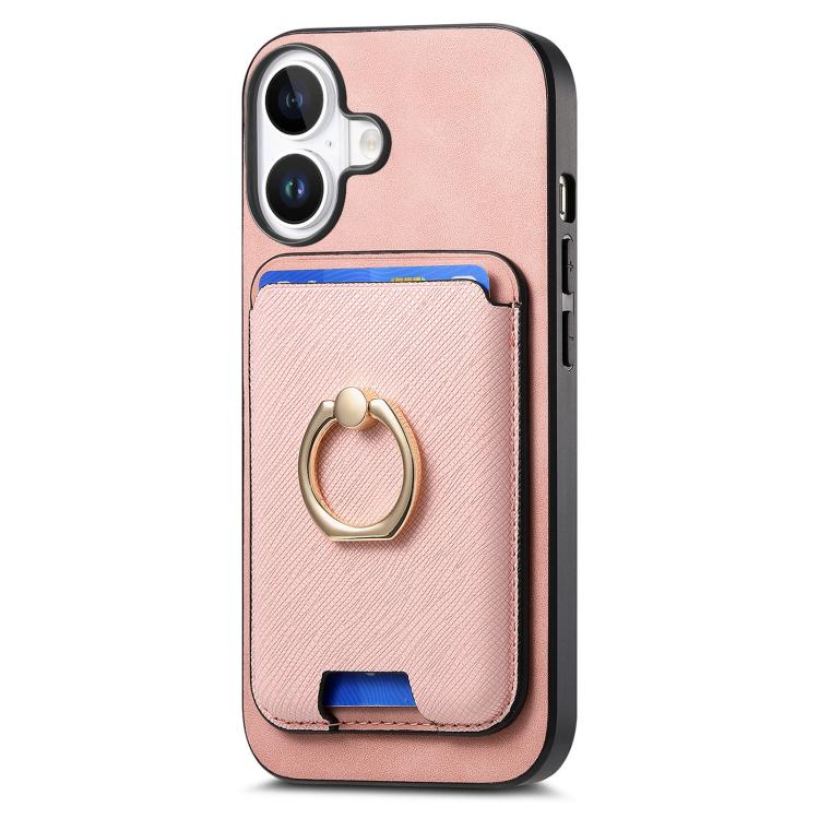 For iPhone 17 Retro Cross Leather Card Bag MagSafe Phone Case(Pink) - iPhone 17 Cases by buy2fix | Online Shopping UK | buy2fix