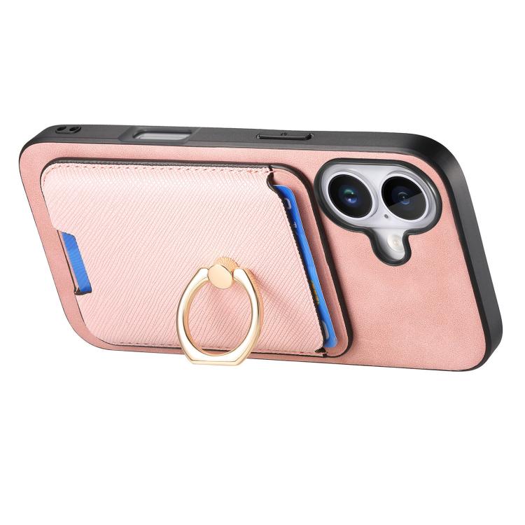 For iPhone 17 Retro Cross Leather Card Bag MagSafe Phone Case(Pink) - iPhone 17 Cases by buy2fix | Online Shopping UK | buy2fix