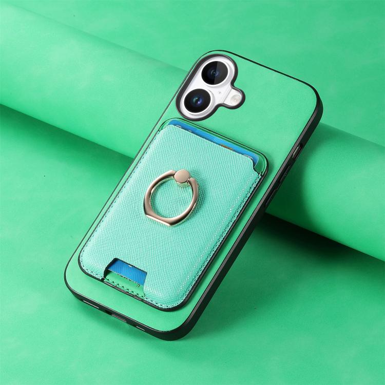 For iPhone 17 Retro Cross Leather Card Bag MagSafe Phone Case(Green) - iPhone 17 Cases by buy2fix | Online Shopping UK | buy2fix