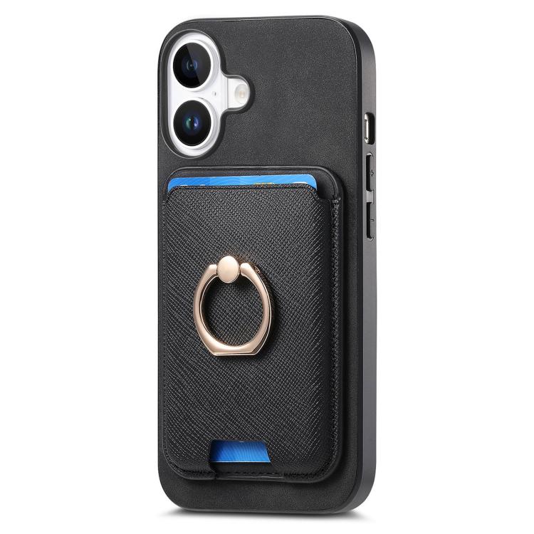 For iPhone 17 Retro Cross Leather Card Bag MagSafe Phone Case(Black) - iPhone 17 Cases by buy2fix | Online Shopping UK | buy2fix