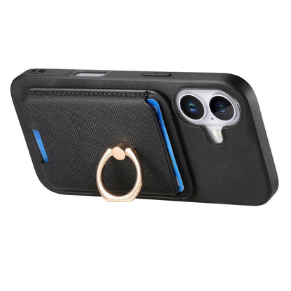 For iPhone 17 Retro Cross Leather Card Bag MagSafe Phone Case(Black) - iPhone 17 Cases by buy2fix | Online Shopping UK | buy2fix