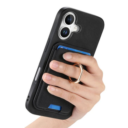 For iPhone 17 Retro Cross Leather Card Bag MagSafe Phone Case(Black) - iPhone 17 Cases by buy2fix | Online Shopping UK | buy2fix