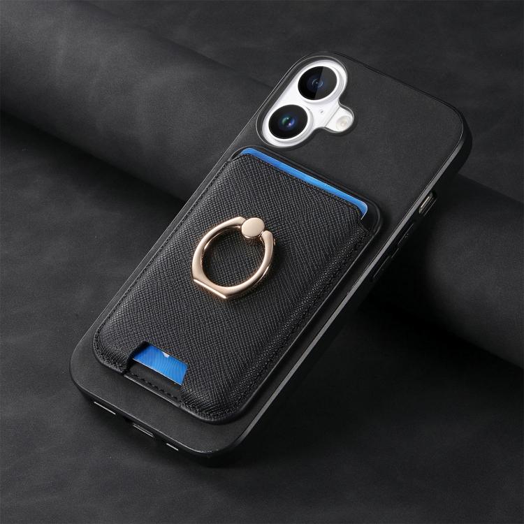 For iPhone 17 Retro Cross Leather Card Bag MagSafe Phone Case(Black) - iPhone 17 Cases by buy2fix | Online Shopping UK | buy2fix