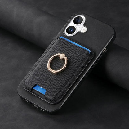 For iPhone 17 Retro Cross Leather Card Bag MagSafe Phone Case(Black) - iPhone 17 Cases by buy2fix | Online Shopping UK | buy2fix