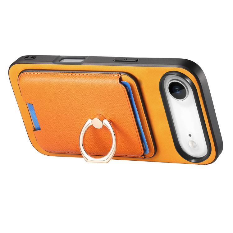 For iPhone Air Retro Cross Leather Card Bag MagSafe Phone Case(Yellow) - iPhone Air Cases by buy2fix | Online Shopping UK | buy2fix