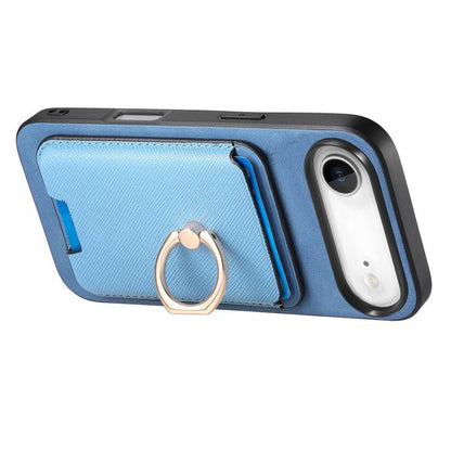 For iPhone Air Retro Cross Leather Card Bag MagSafe Phone Case(Blue) - iPhone Air Cases by buy2fix | Online Shopping UK | buy2fix