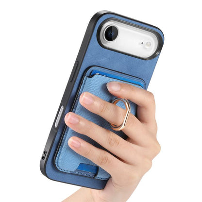 For iPhone Air Retro Cross Leather Card Bag MagSafe Phone Case(Blue) - iPhone Air Cases by buy2fix | Online Shopping UK | buy2fix