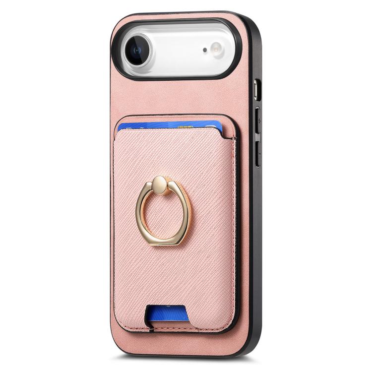 For iPhone Air Retro Cross Leather Card Bag MagSafe Phone Case(Pink) - iPhone Air Cases by buy2fix | Online Shopping UK | buy2fix