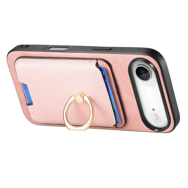 For iPhone Air Retro Cross Leather Card Bag MagSafe Phone Case(Pink) - iPhone Air Cases by buy2fix | Online Shopping UK | buy2fix