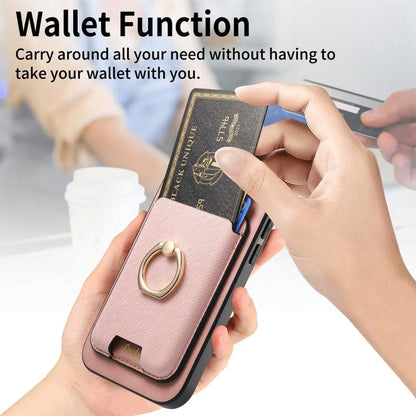 For iPhone Air Retro Cross Leather Card Bag MagSafe Phone Case(Pink) - iPhone Air Cases by buy2fix | Online Shopping UK | buy2fix