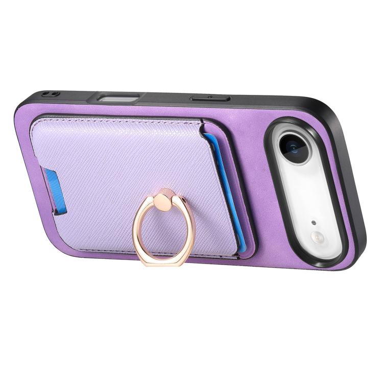 For iPhone Air Retro Cross Leather Card Bag MagSafe Phone Case(Purple) - iPhone Air Cases by buy2fix | Online Shopping UK | buy2fix