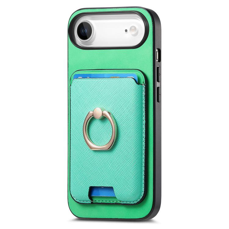 For iPhone Air Retro Cross Leather Card Bag MagSafe Phone Case(Green) - iPhone Air Cases by buy2fix | Online Shopping UK | buy2fix