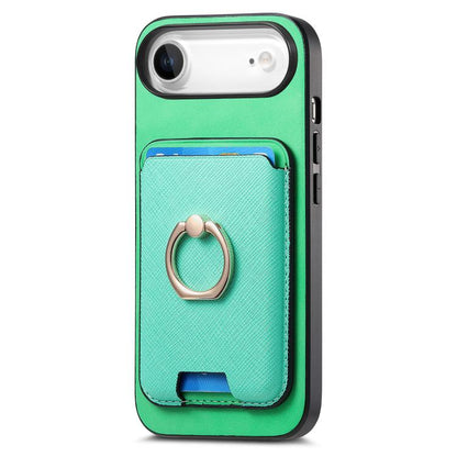 For iPhone Air Retro Cross Leather Card Bag MagSafe Phone Case(Green) - iPhone Air Cases by buy2fix | Online Shopping UK | buy2fix