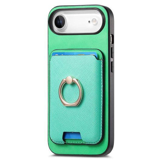 For iPhone Air Retro Cross Leather Card Bag MagSafe Phone Case(Green) - iPhone Air Cases by buy2fix | Online Shopping UK | buy2fix