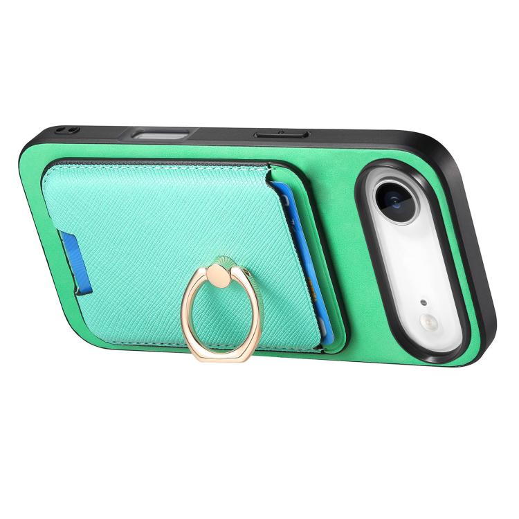 For iPhone Air Retro Cross Leather Card Bag MagSafe Phone Case(Green) - iPhone Air Cases by buy2fix | Online Shopping UK | buy2fix