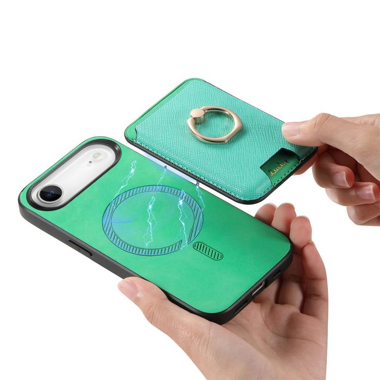 For iPhone Air Retro Cross Leather Card Bag MagSafe Phone Case(Green) - iPhone Air Cases by buy2fix | Online Shopping UK | buy2fix