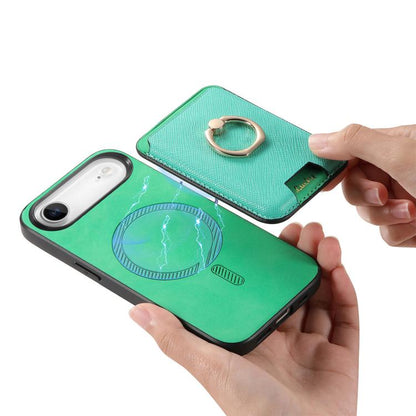 For iPhone Air Retro Cross Leather Card Bag MagSafe Phone Case(Green) - iPhone Air Cases by buy2fix | Online Shopping UK | buy2fix