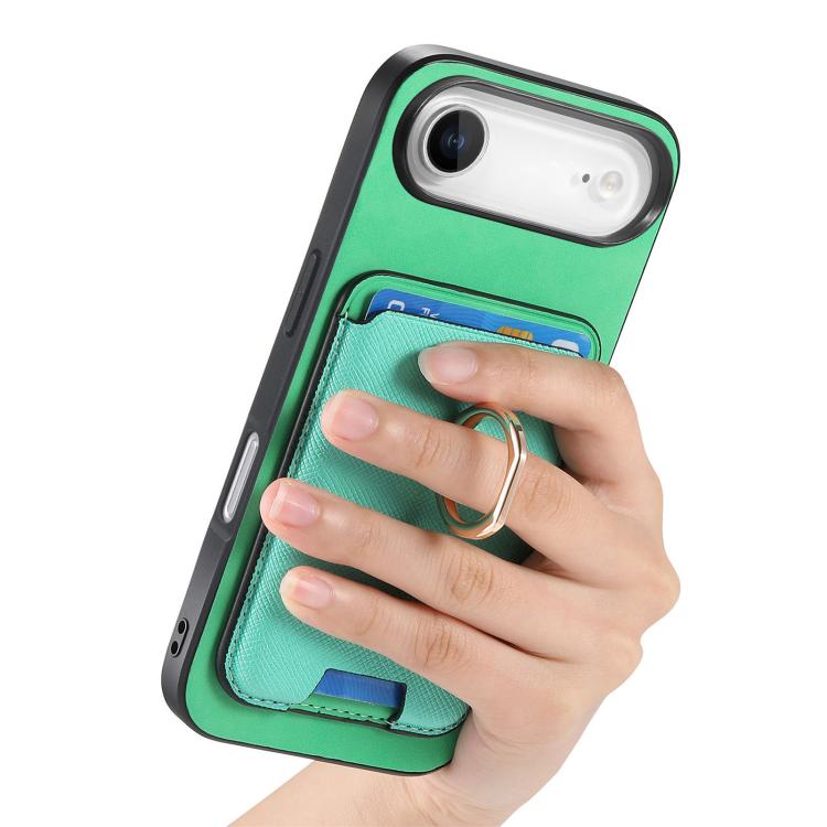 For iPhone Air Retro Cross Leather Card Bag MagSafe Phone Case(Green) - iPhone Air Cases by buy2fix | Online Shopping UK | buy2fix