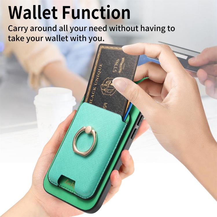 For iPhone Air Retro Cross Leather Card Bag MagSafe Phone Case(Green) - iPhone Air Cases by buy2fix | Online Shopping UK | buy2fix