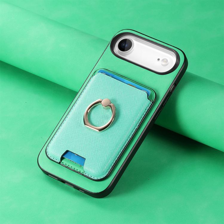 For iPhone Air Retro Cross Leather Card Bag MagSafe Phone Case(Green) - iPhone Air Cases by buy2fix | Online Shopping UK | buy2fix