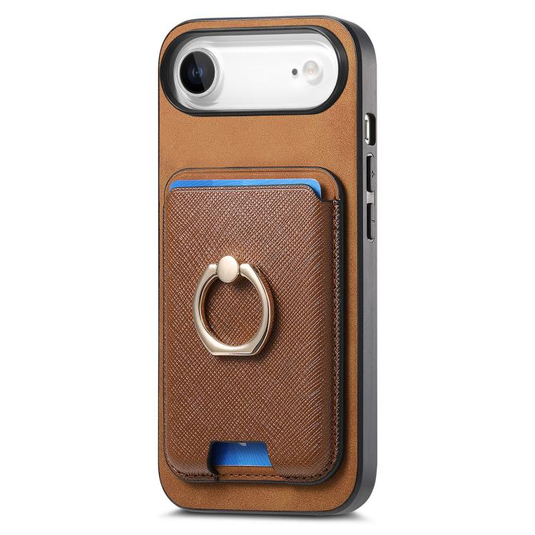 For iPhone Air Retro Cross Leather Card Bag MagSafe Phone Case(Brown) - iPhone Air Cases by buy2fix | Online Shopping UK | buy2fix