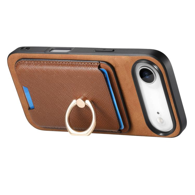 For iPhone Air Retro Cross Leather Card Bag MagSafe Phone Case(Brown) - iPhone Air Cases by buy2fix | Online Shopping UK | buy2fix